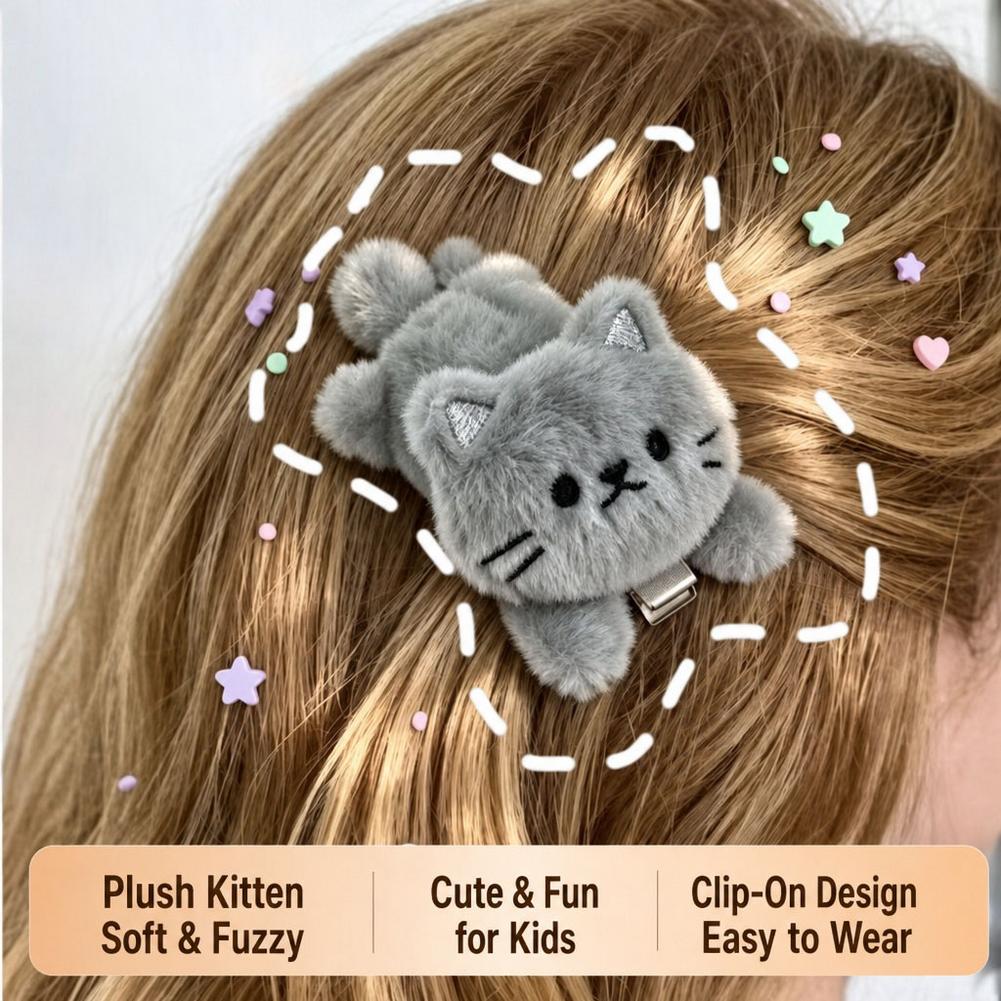 Hair Bundles - Cute Fluffy Plush Cat Hair Clips
