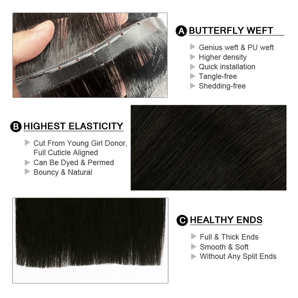 Luxury Butterfly Weft 100g Rea - đánh giá và giá Invisible Tape In Extensions Real Hair