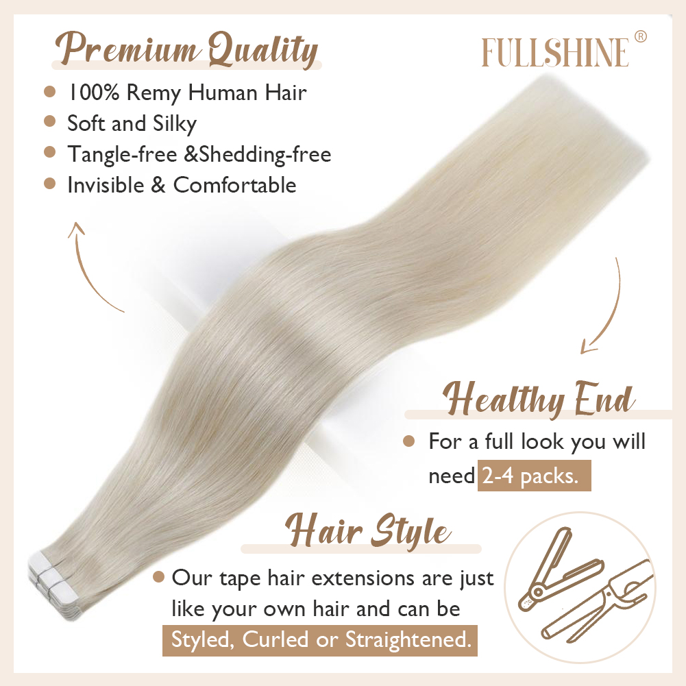 Tóc nối dán Full Shine, tóc th - đánh giá và giá Invisible Tape In Extensions Real Hair