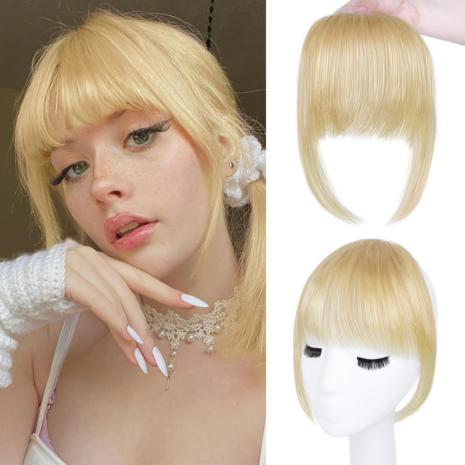 100% Human Hair Bangs Clip-In  - đánh giá và giá Seamless Clip In Hair Extensions Human Hair