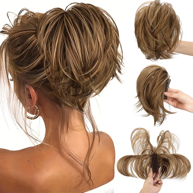Synthetic Claw Clip Ponytail E - đánh giá và giá Claw Clip Messy Bun Hair Piece