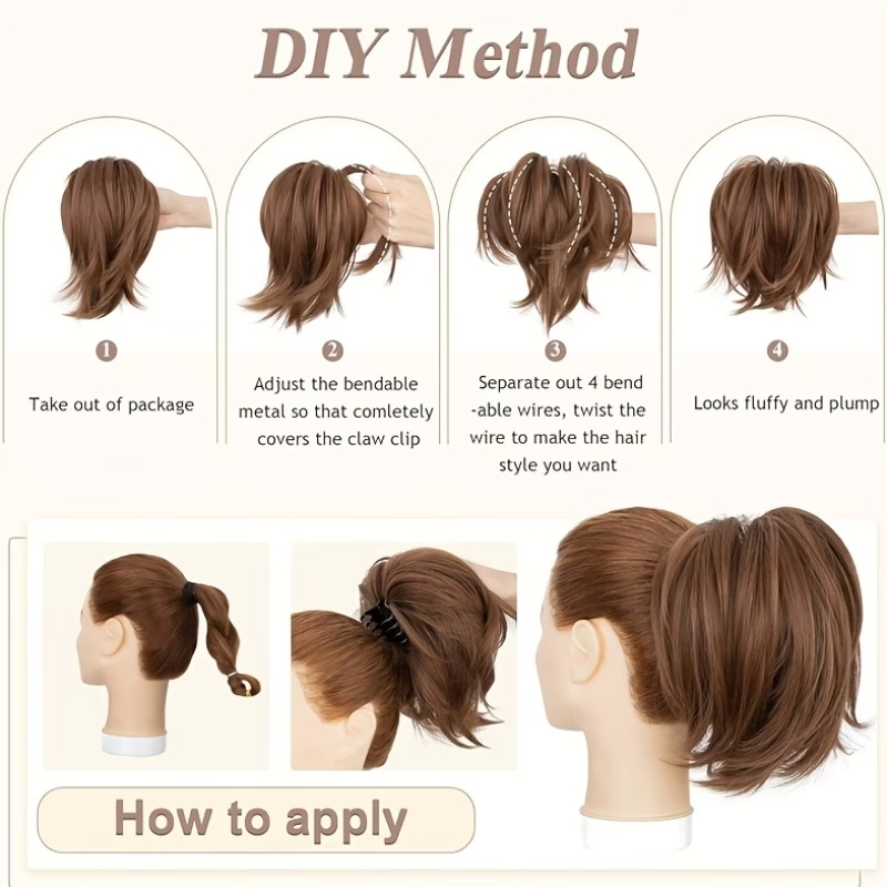 Synthetic Claw Clip Ponytail E - đánh giá và giá Claw Clip Messy Bun Hair Piece