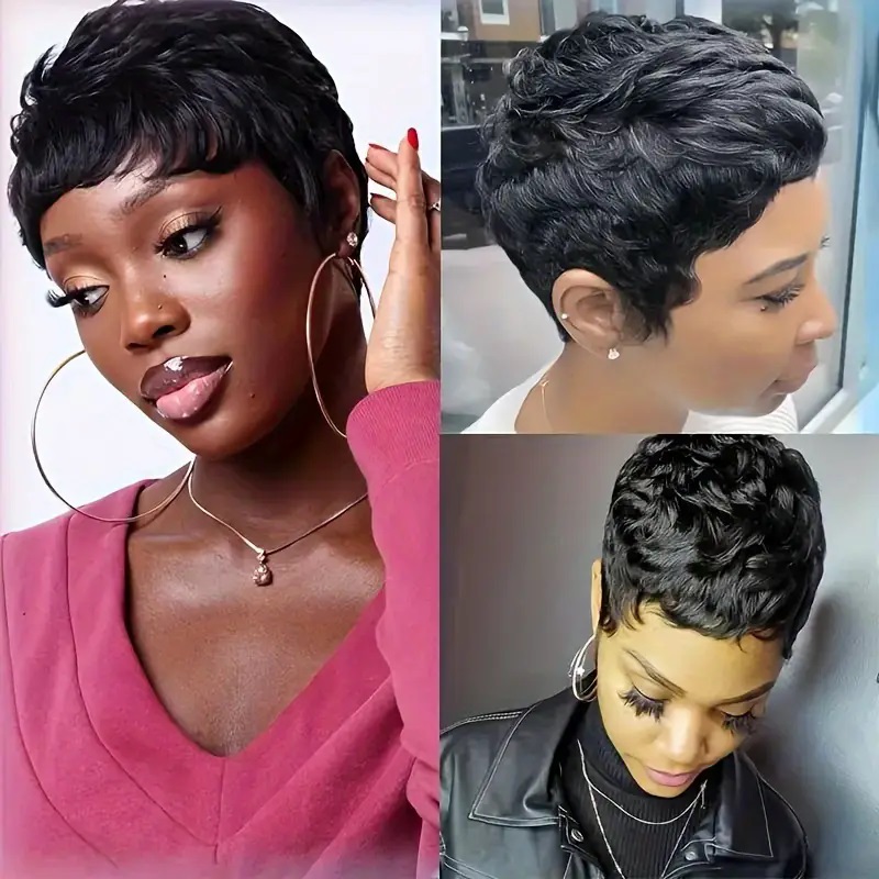 Misney Short Bob Straight Huma - đánh giá và giá Short Pixie Cut Wig Human Hair Cheap